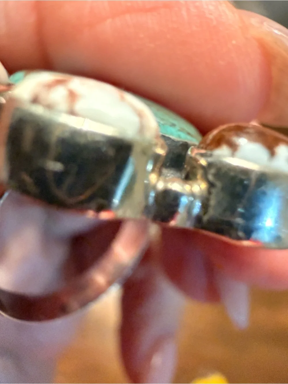 Sterling Silver , Genuine turquoise and white buffalo cluster ring